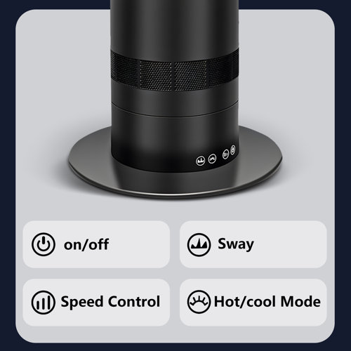 dubbin Oscillating Bladeless Tower Fan and Heater Combo with Remote Control 10 Speeds 9H Timer